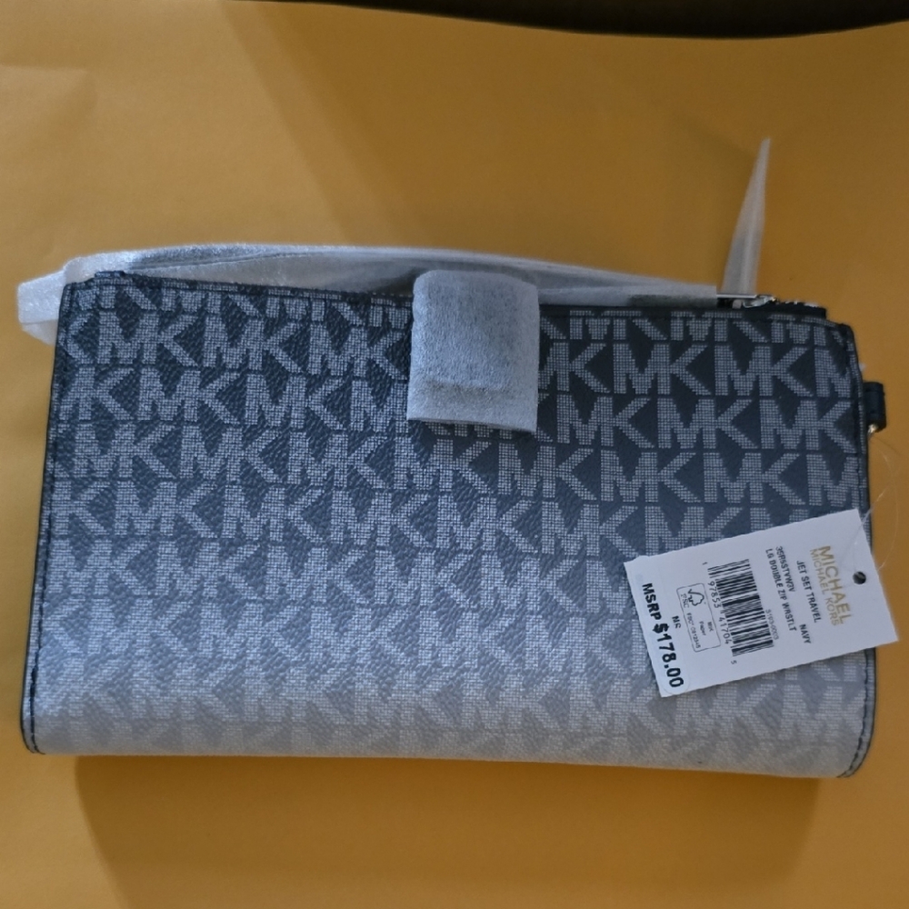 Michael Kors Gray Monogram Wristlet Clutch NOW ONLY $50 NWT